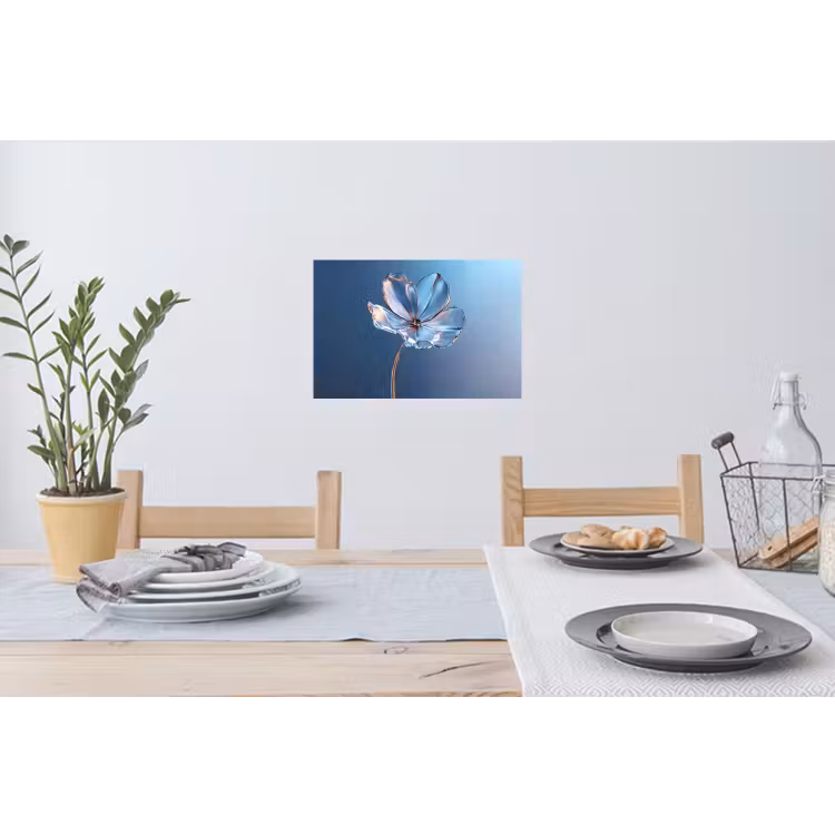 Muursticker - Blauw - Bloem - Glazen - Sierlijk — 3