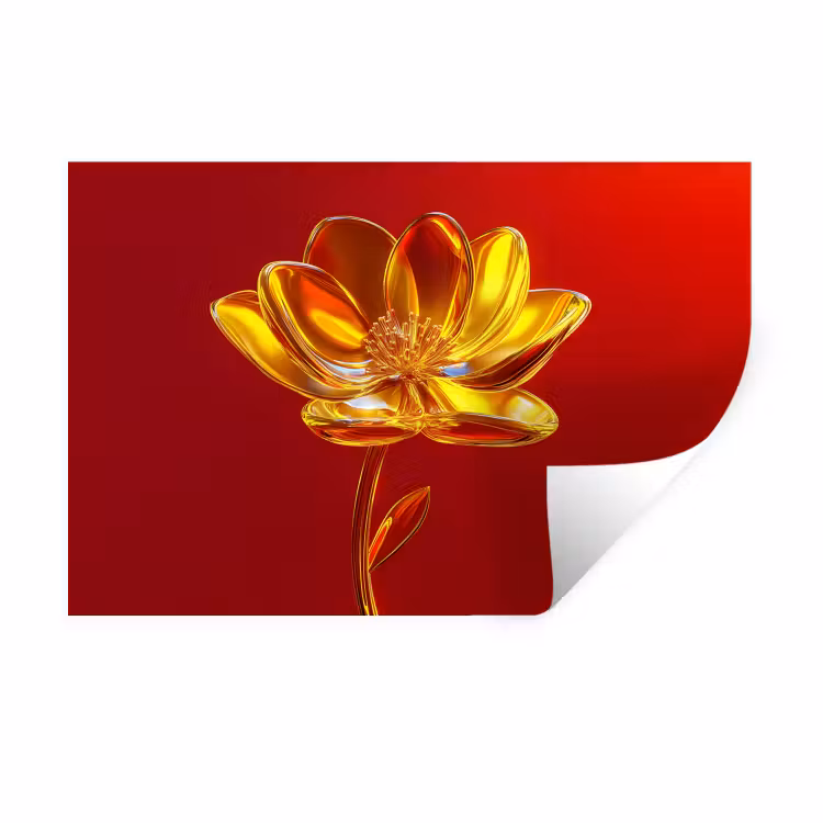 Muursticker - Bloem - Goud - Glazen — 1