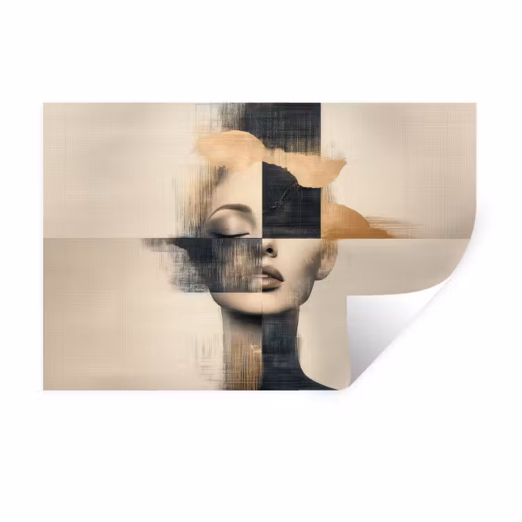 Muursticker - Goud - Vrouw - Rechthoeken — 1