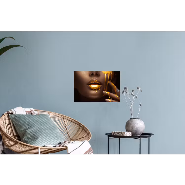 Muursticker - Goud - Vrouw - Verf - Lippen - Luxe — 4
