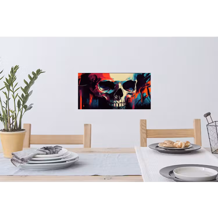 Muursticker - Schedel - Abstract - Rood - Blauw - Graffiti — 3