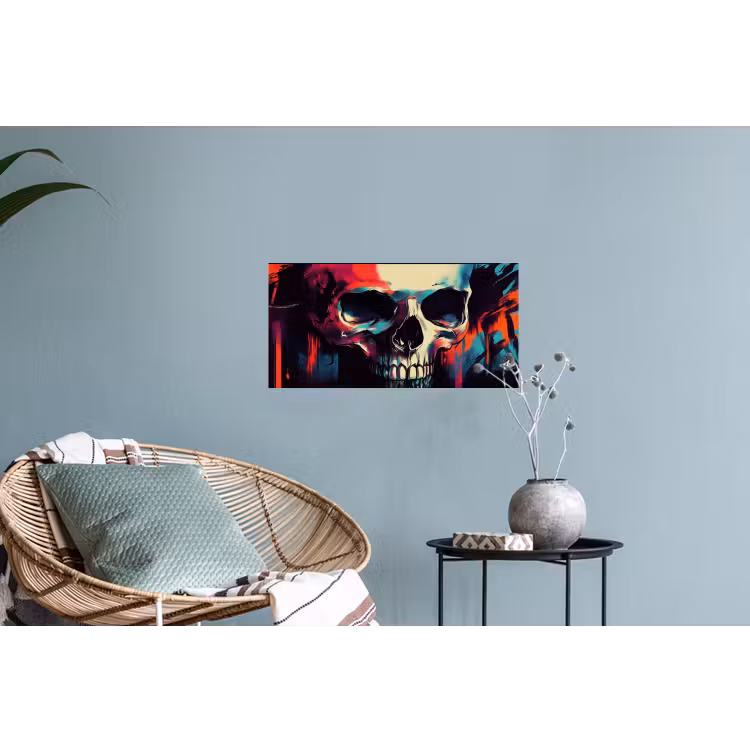 Muursticker - Schedel - Abstract - Rood - Blauw - Graffiti — 4