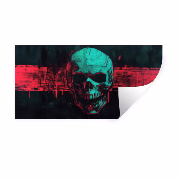Muursticker - Schedel - Cyberpunk - Neon Rood — 1