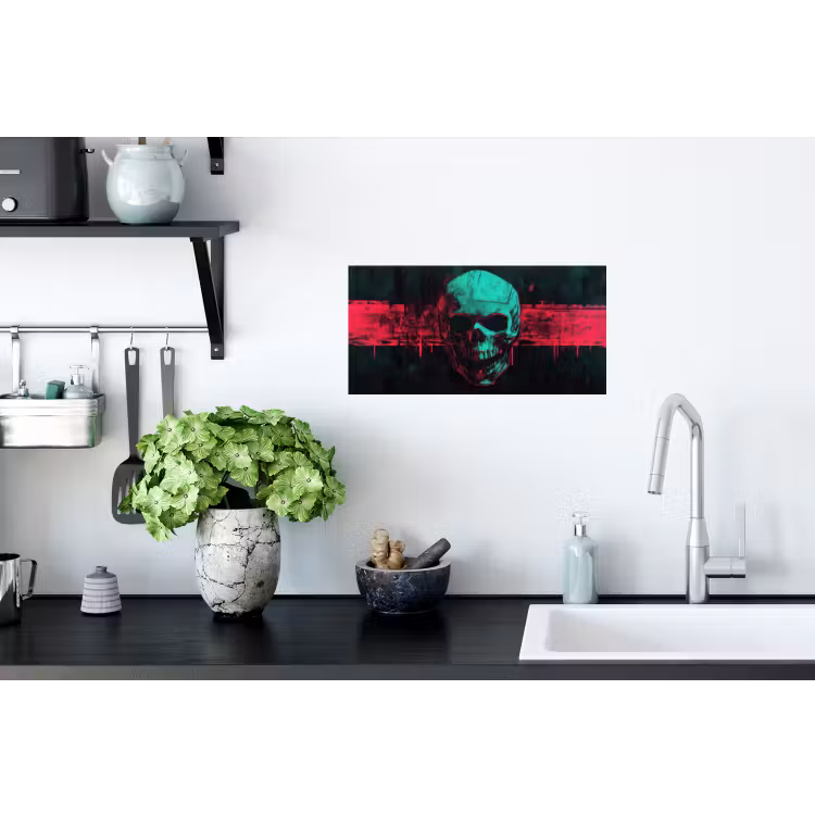 Muursticker - Schedel - Cyberpunk - Neon Rood — 2