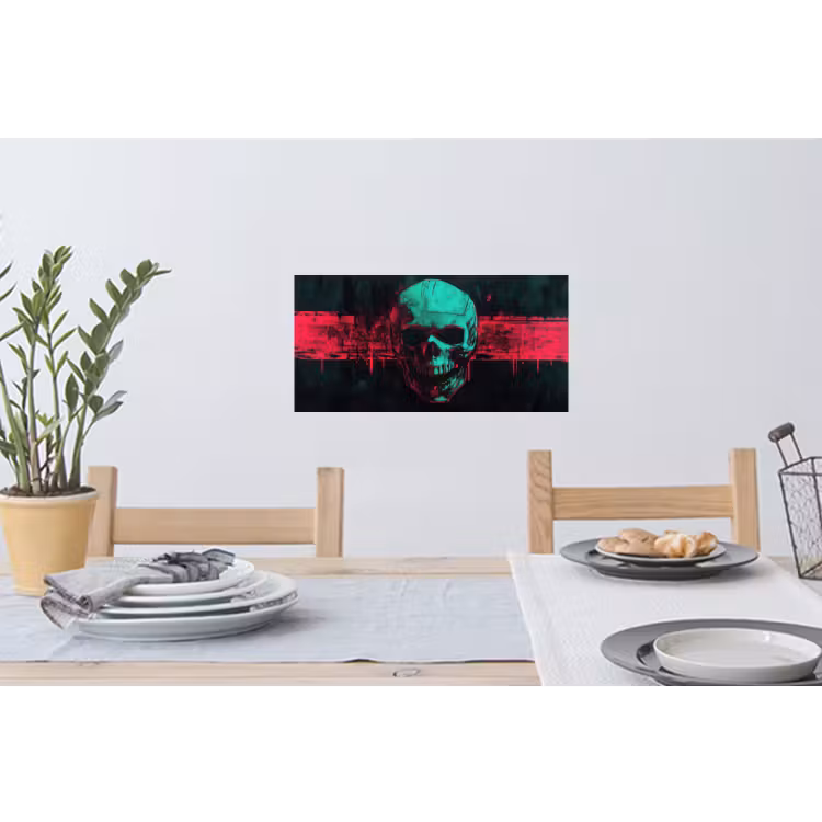Muursticker - Schedel - Cyberpunk - Neon Rood — 3