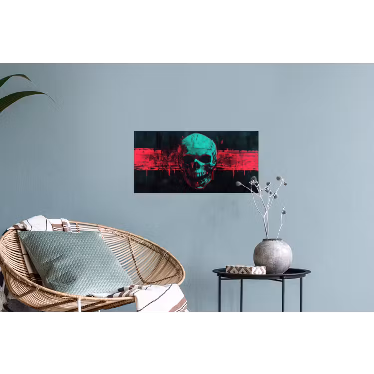 Muursticker - Schedel - Cyberpunk - Neon Rood — 4