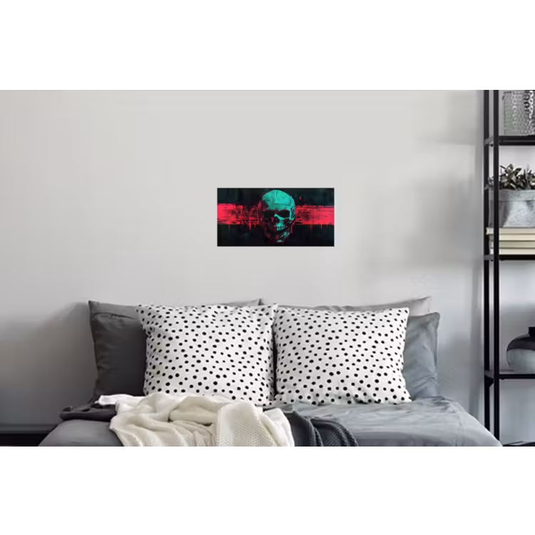 Muursticker - Schedel - Cyberpunk - Neon Rood — 5