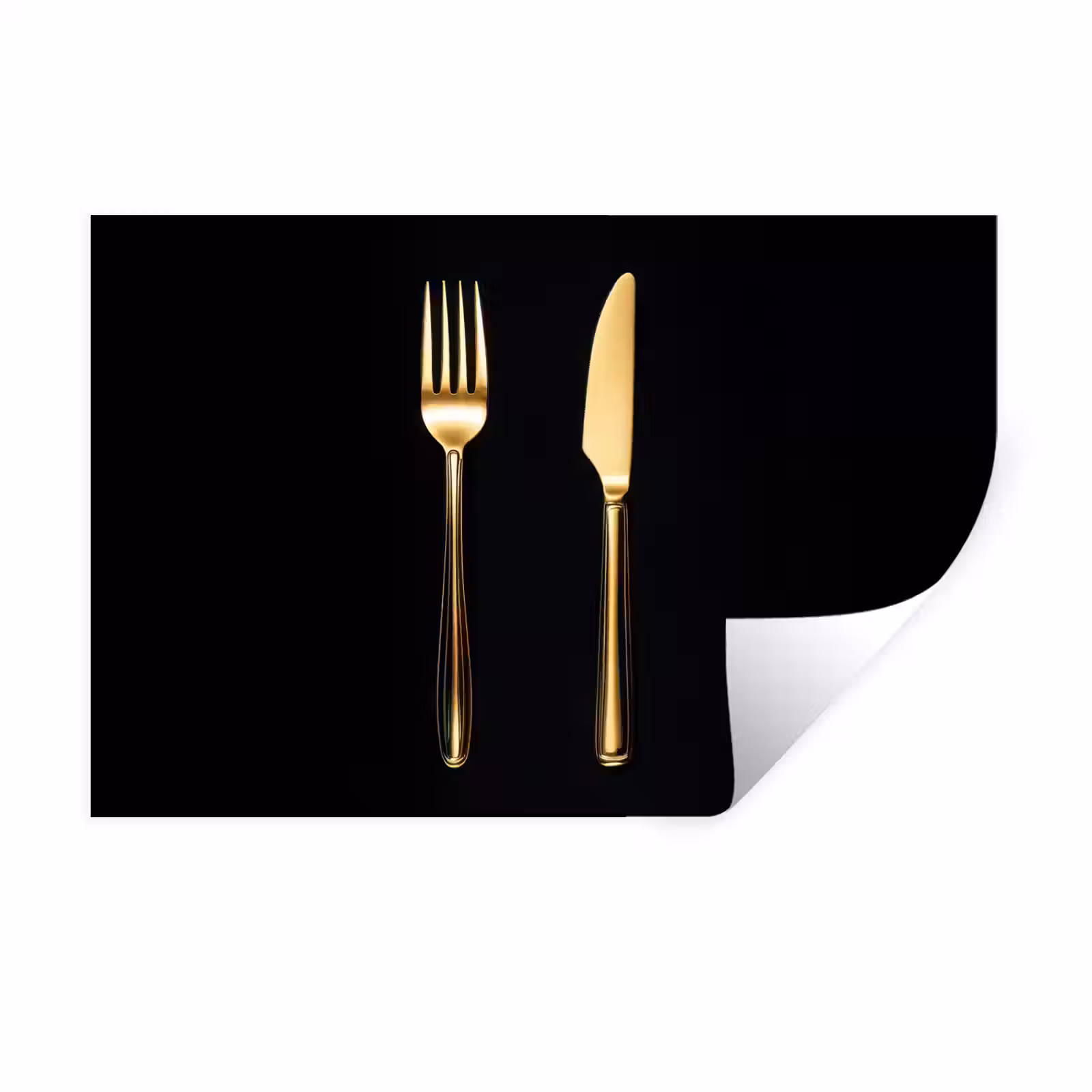 Muursticker - Bestek - Goud - Mes - Vork — 1