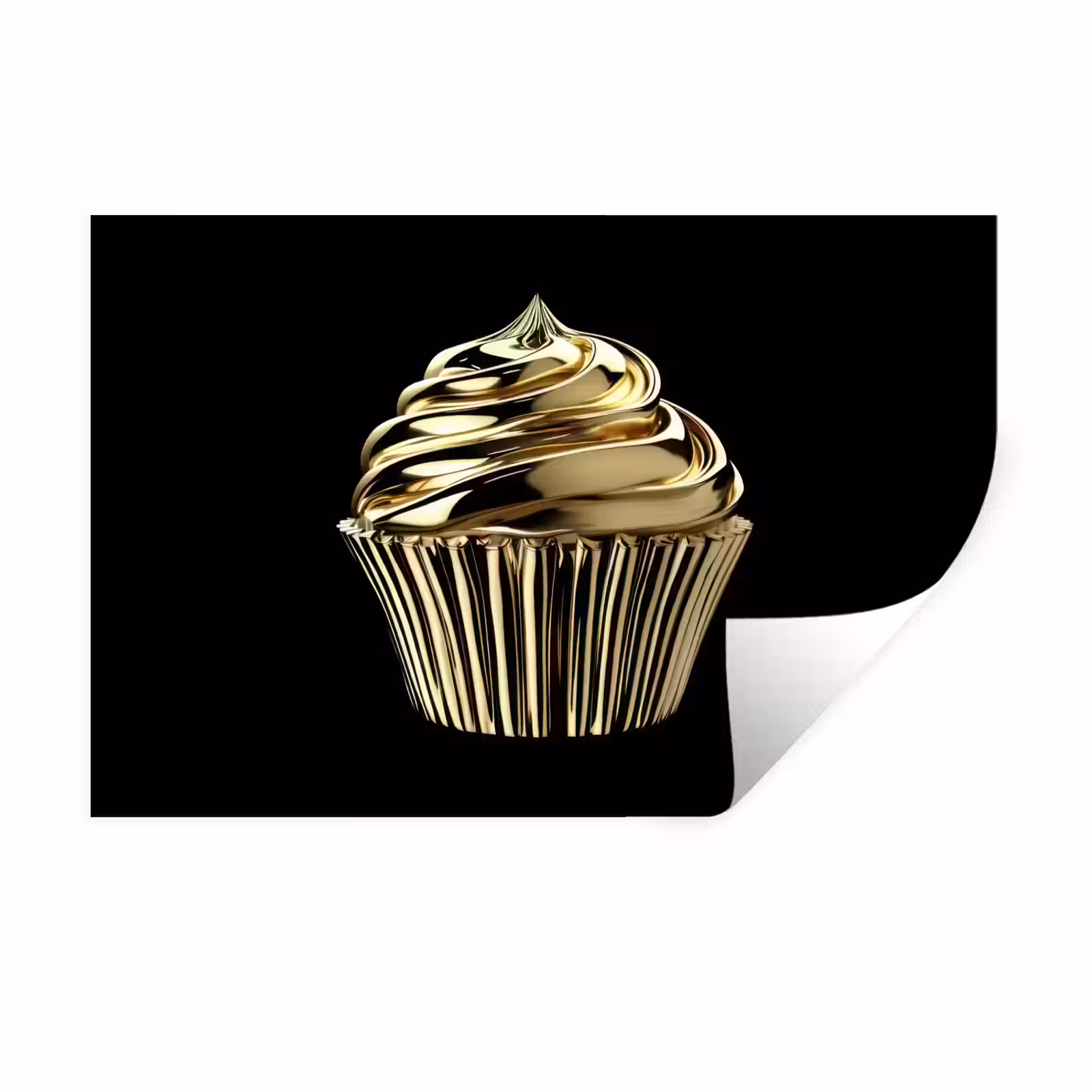 Muursticker - Cupcake - Eten - Goud - Zwart — 1