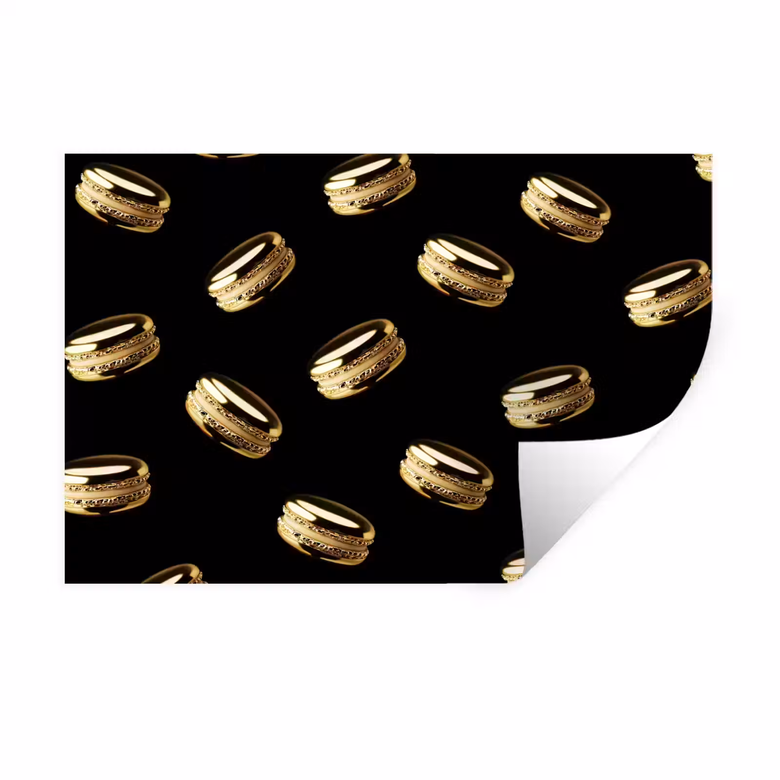 Muursticker - Macarons - Patroon - Goud - Zwart — 1
