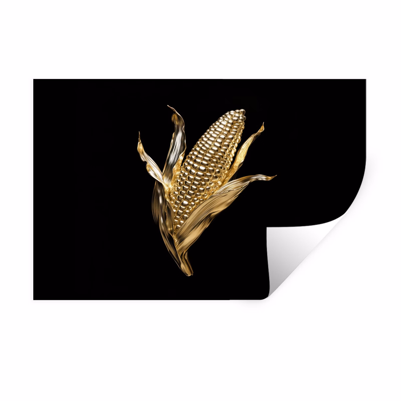 Muursticker - Mais - Eten - Goud - Zwart — 1