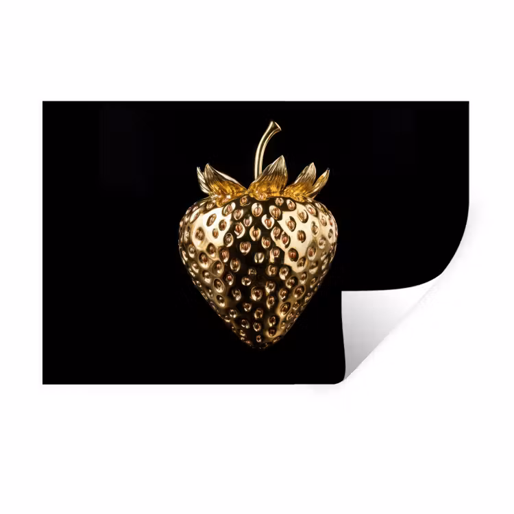 Muursticker - Aardbei - Goud - Zwart - Chrome — 1