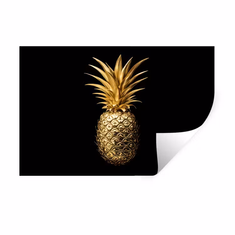 Muursticker - Ananas - Zwart - Goud - Luxe — 1
