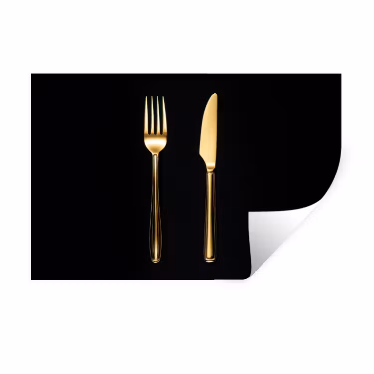 Muursticker - Bestek - Goud - Mes - Vork — 1