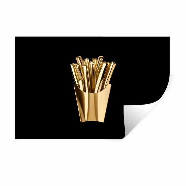 Muursticker - Friet - Goud - Chrome - Eten — 1