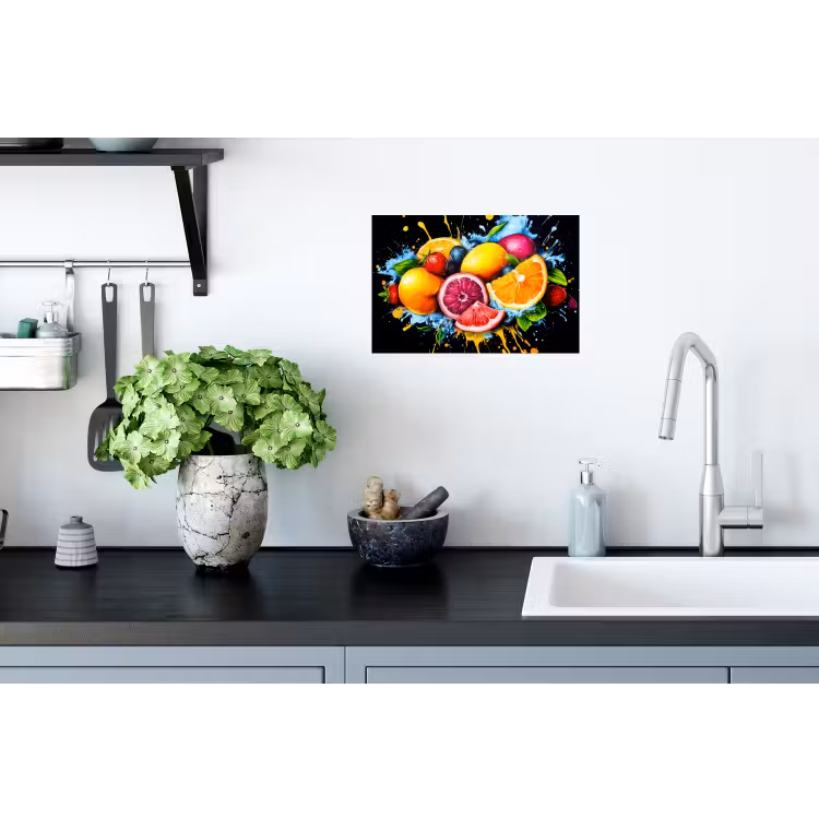 Muursticker - Fruit - Graffiti - Kleurrijk - Sinaasappel - Aardbei - Abstract — 2