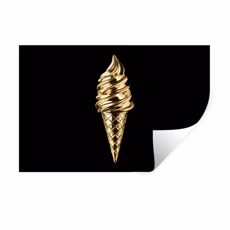 Muursticker - Ijs - Goud - Zwart - Eten — 1