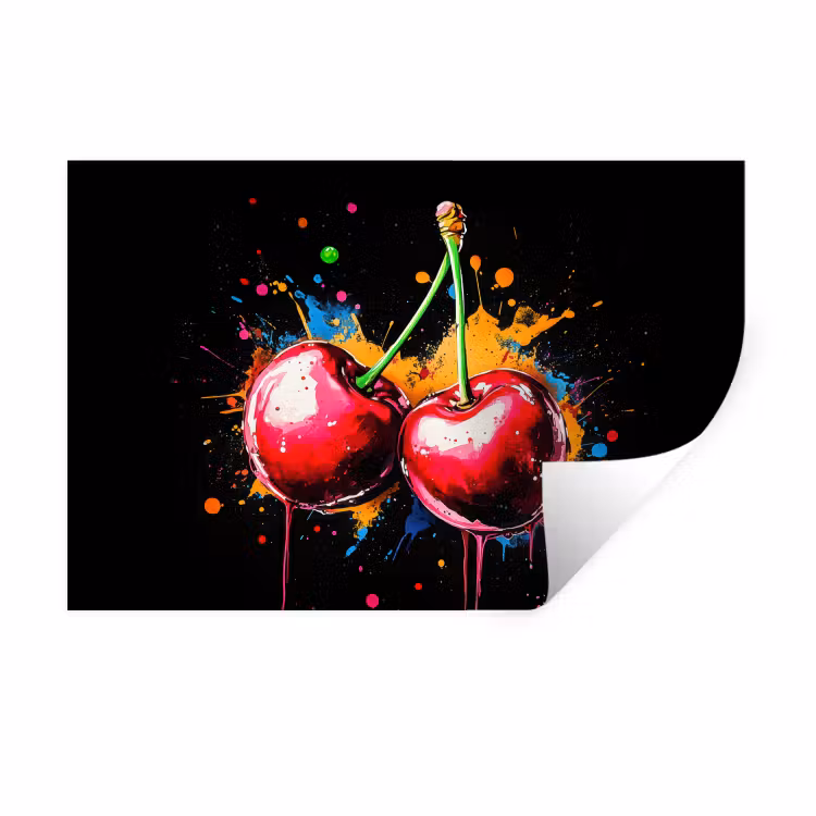 Muursticker - Kersen - Fruit - Graffiti - Verf - Abstract - Modern - Kleurrijk — 1