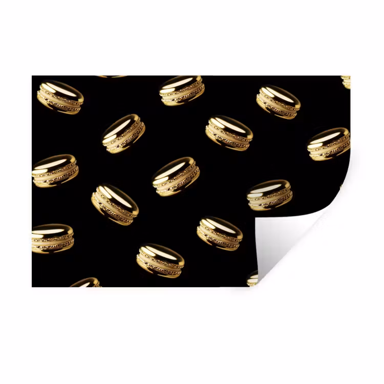Muursticker - Macarons - Patroon - Goud - Zwart — 1