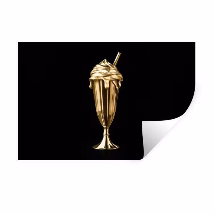Muursticker - Milkshake - Goud - Drinken - Zwart — 1