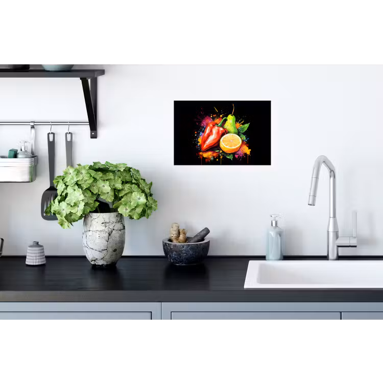 Muursticker - Paprika - Peer - Citroen - Graffiti - Verf - Abstract — 2