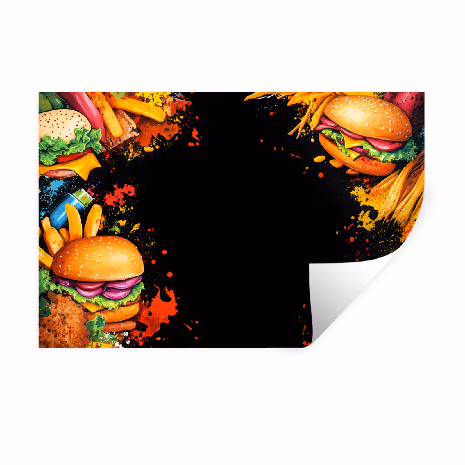 Muursticker - Fastfood - Graffiti - Hamburger - Eten - Modern — 1