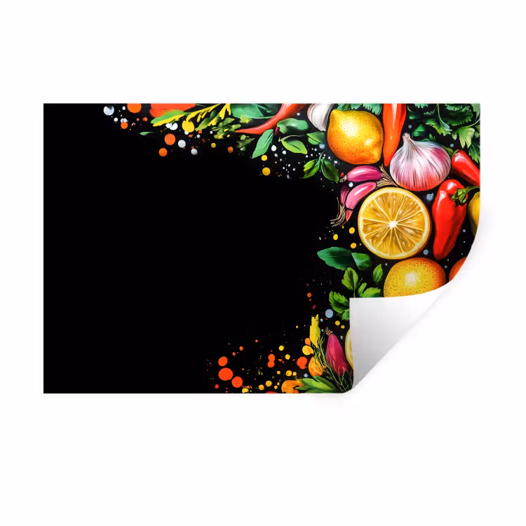 Muursticker - Citroenen - Peper - Kruiden - Graffiti - Verf - Abstract — 1