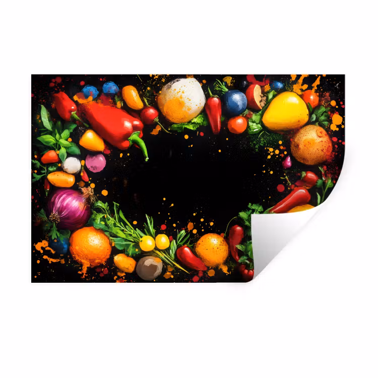 Muursticker - Groente - Graffiti - Kleurrijk - Koken - Abstract — 1