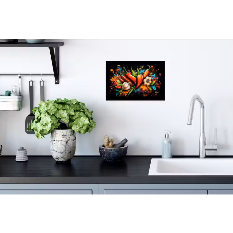 Muursticker - Groente - Peper - Knoflook - Graffiti - Verf - Kleurrijk — 2
