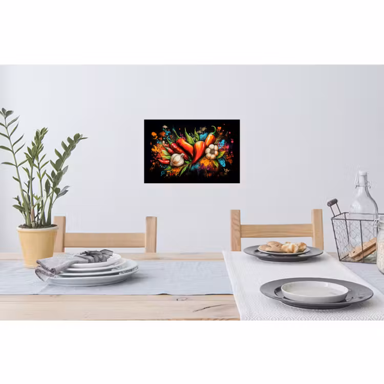 Muursticker - Groente - Peper - Knoflook - Graffiti - Verf - Kleurrijk — 3