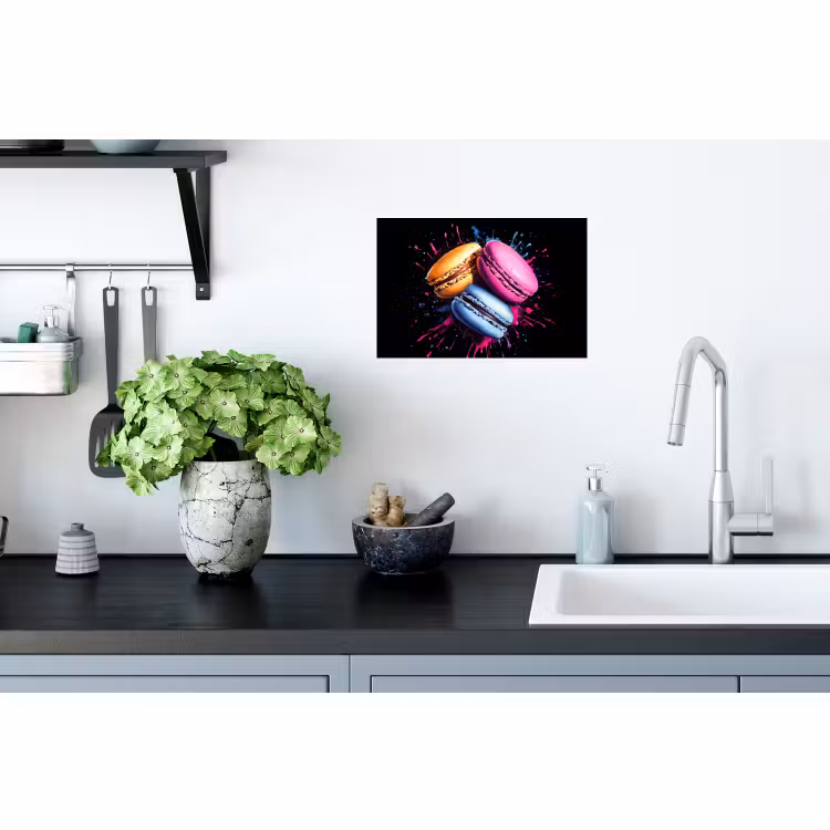 Muursticker - Macarons - Dessert - Graffiti - Kleurrijk - Roze - Blauw - Geel — 2