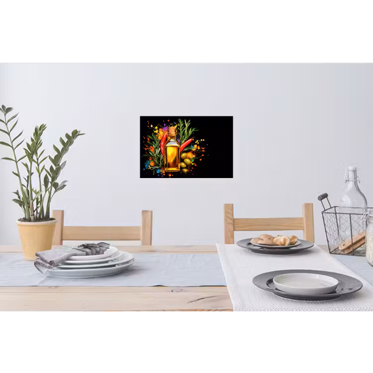Muursticker - Olijfolie - Graffiti - Peper - Olijven - Modern — 3