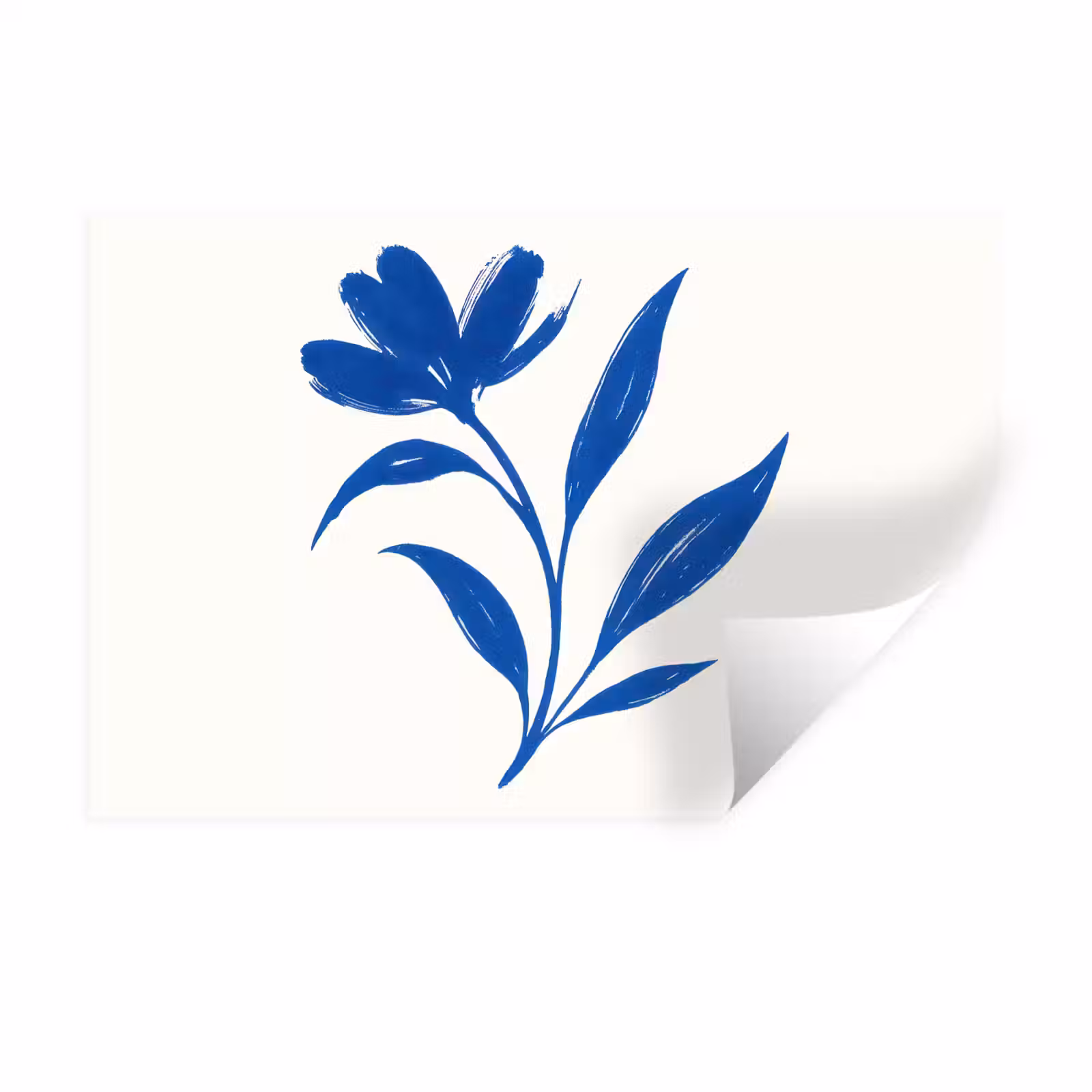 Muursticker - Bloem - Blaadjes - Minimalistisch - Blauw — 1
