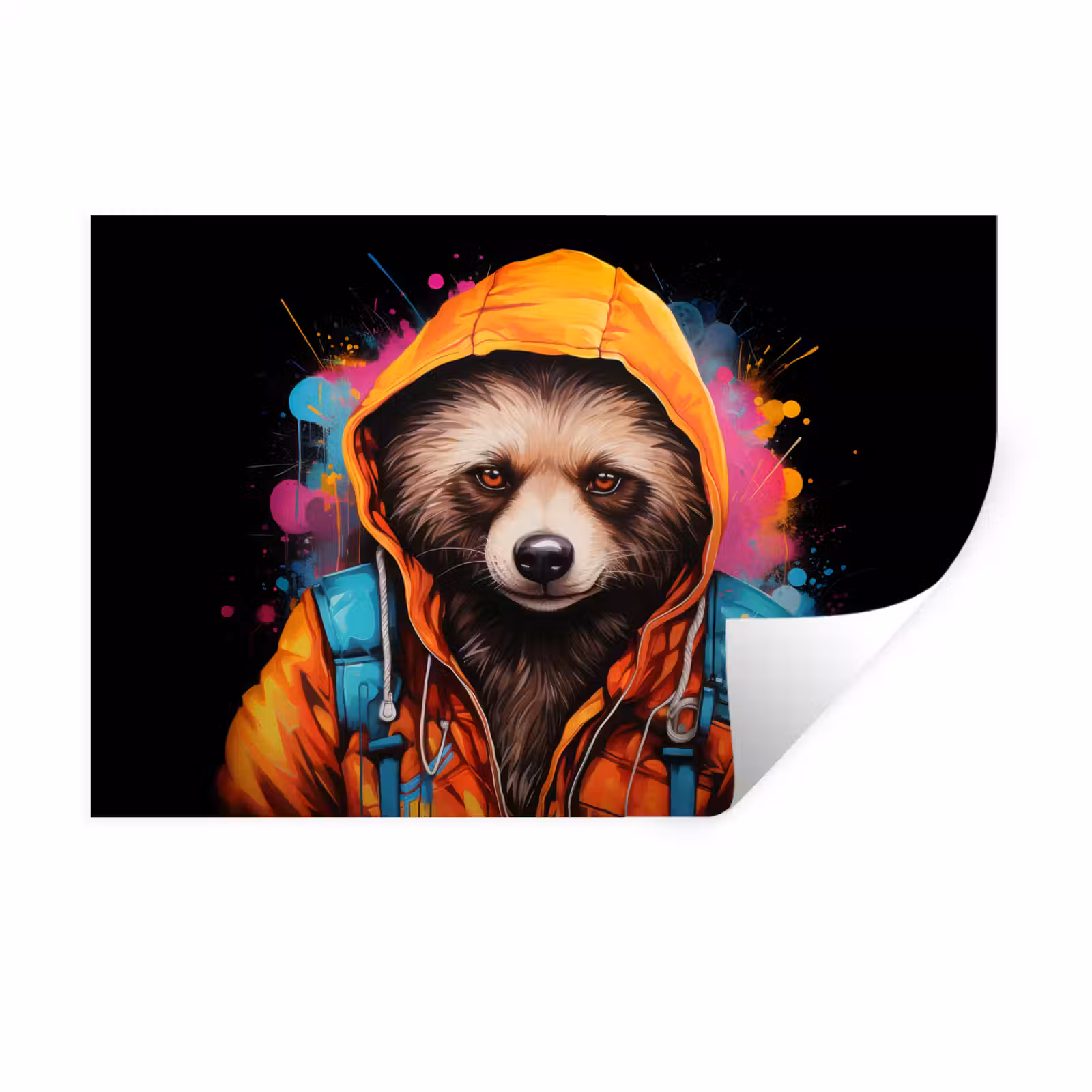 Muursticker - Graffiti - Wasbeer - Jas - Zwart — 1