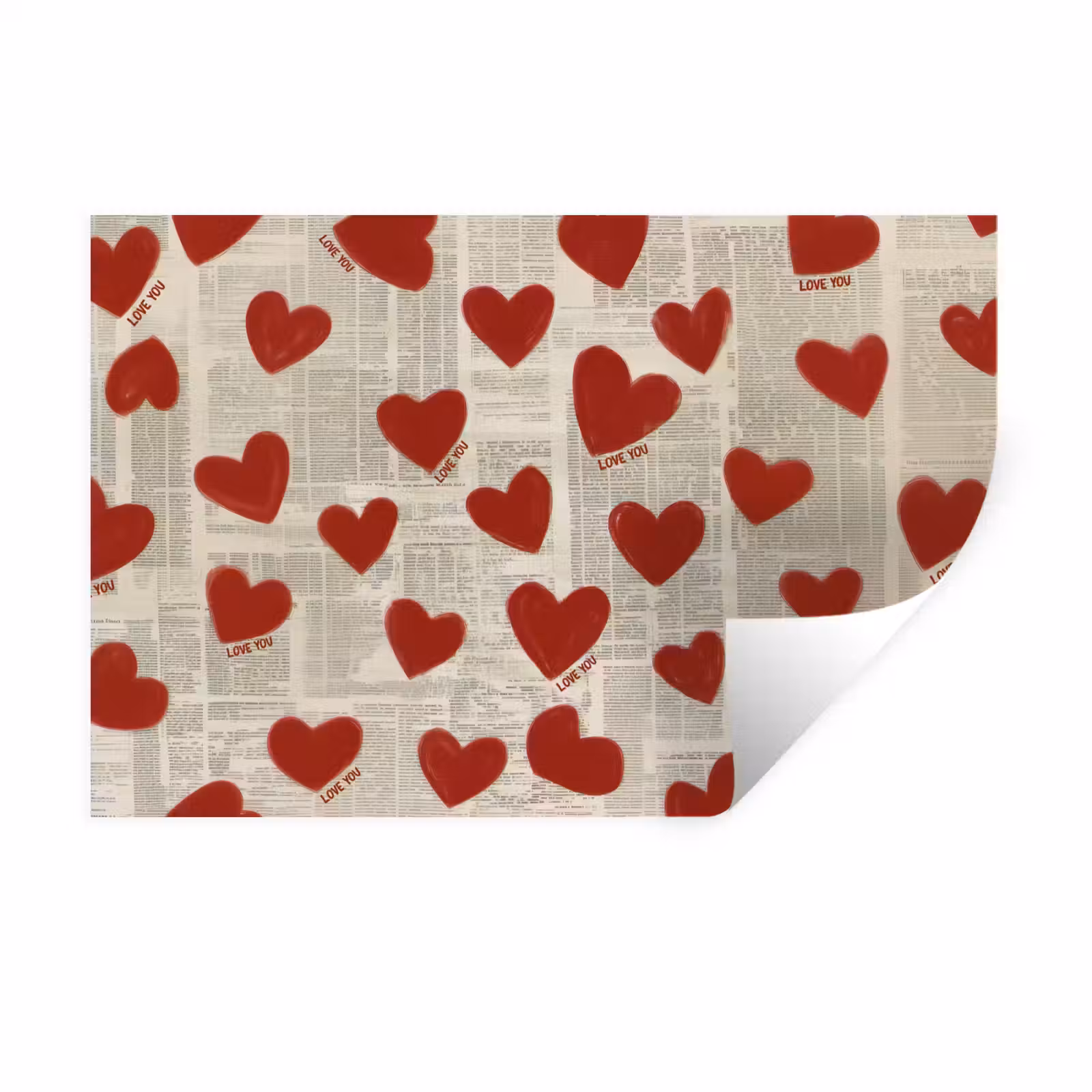 Muursticker - Hartjes - Krant - Loveyou — 1