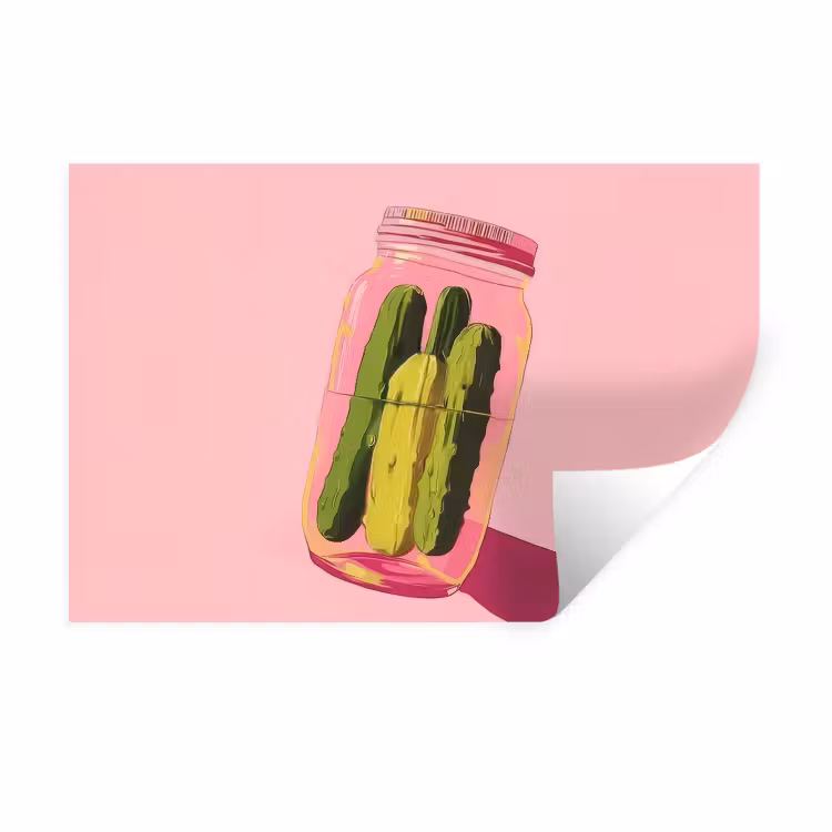 Muursticker - Augurken - Pot - Schaduw - Roze — 1