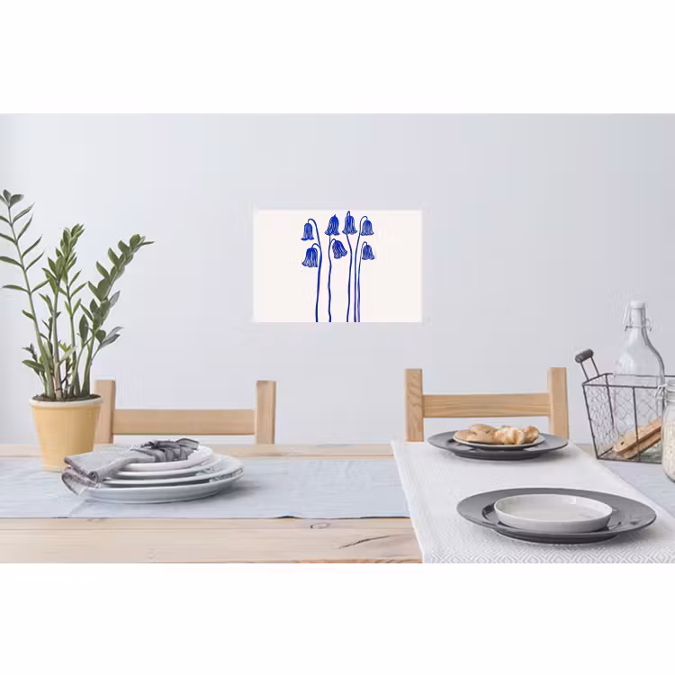 Muursticker - Bloemen - Blauw - Lijnen - Bloemblaadjes — 3