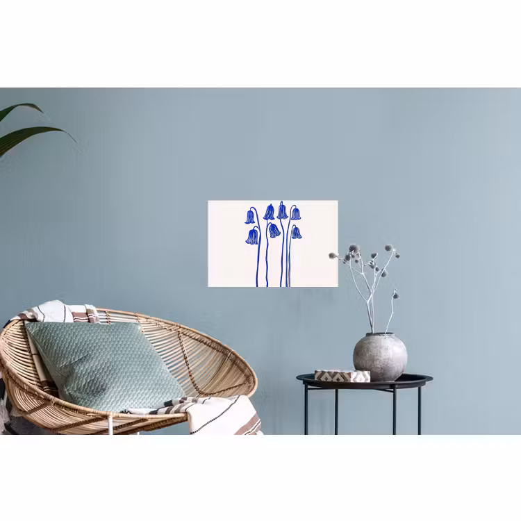 Muursticker - Bloemen - Blauw - Lijnen - Bloemblaadjes — 4
