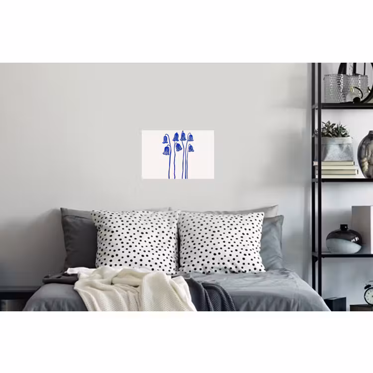 Muursticker - Bloemen - Blauw - Lijnen - Bloemblaadjes — 5