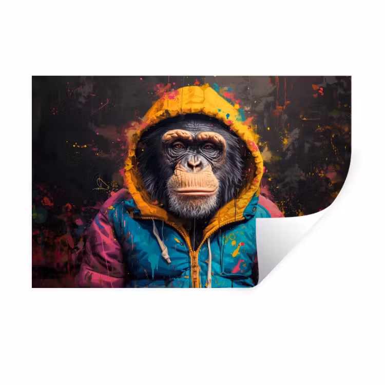 Muursticker - Graffiti - Chimpansee - Jas - Aap - Verf — 1