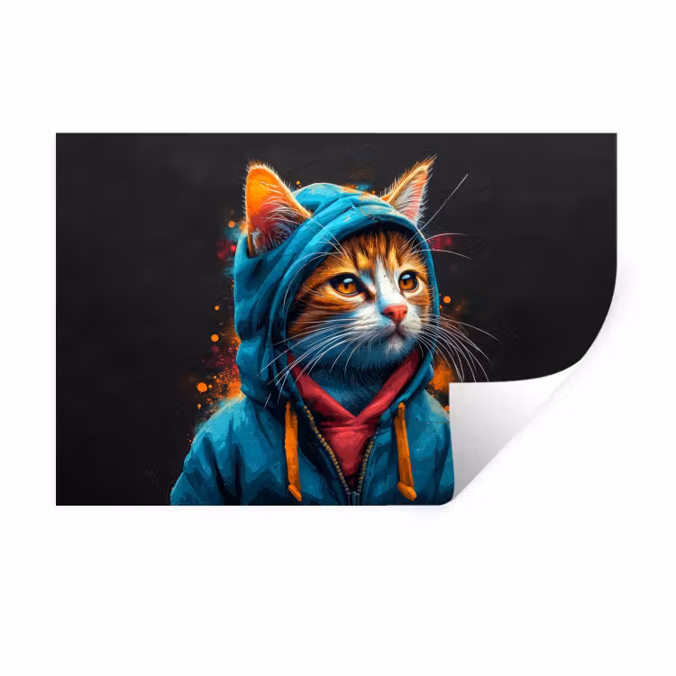 Muursticker - Graffiti - Kat - Zwart - Jas — 1