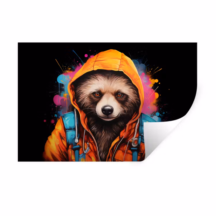Muursticker - Graffiti - Wasbeer - Jas - Zwart — 1