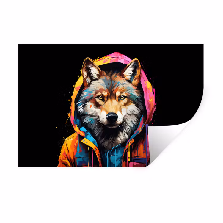 Muursticker - Graffiti - Wolf - Jas - Zwart — 1