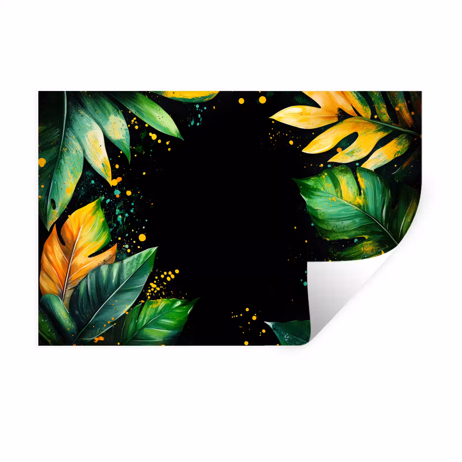 Muursticker - Bladeren - Groen - Geel - Verf - Jungle — 1