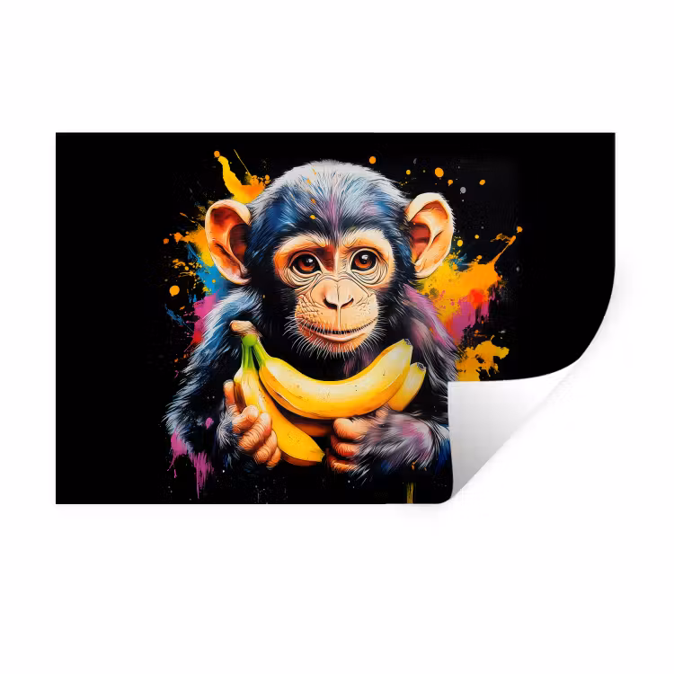 Muursticker - Aap - Graffiti - Kleurrijk - Bananen - Modern — 1