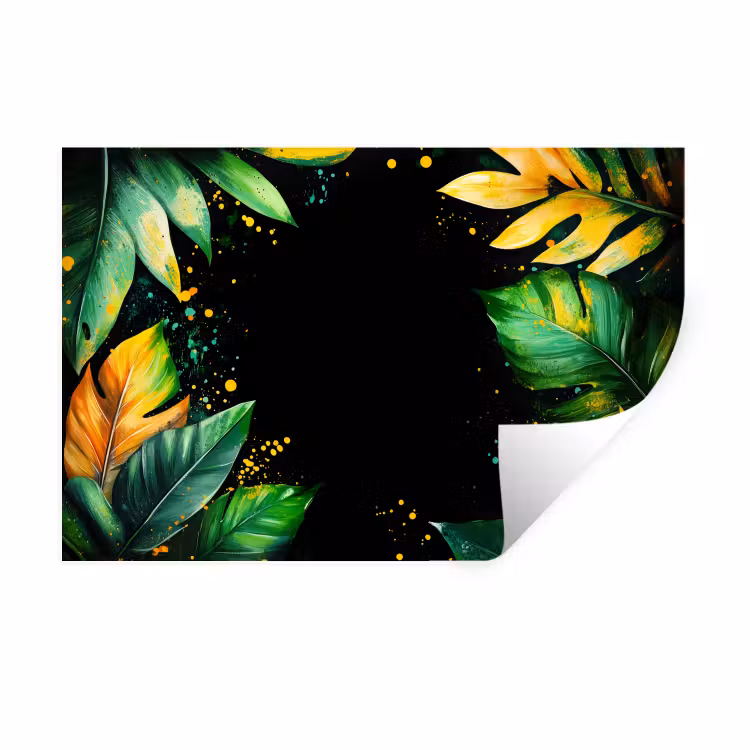 Muursticker - Bladeren - Groen - Geel - Verf - Jungle — 1