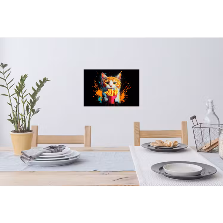 Muursticker - Kat - Eten - Patat - Graffiti - Abstract — 3