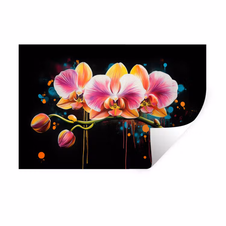 Muursticker - Orchidee - Graffiti - Kleurrijk - Bloemen - Abstract — 1