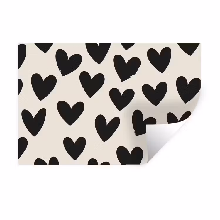 Muursticker - Hartjes - Zwart - Beige — 1