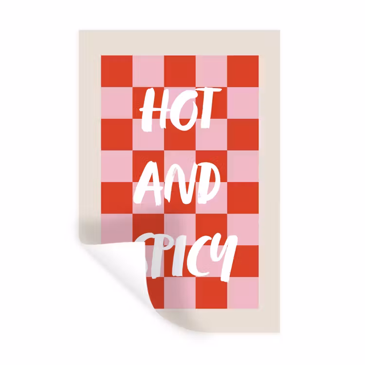 Muursticker - Hot - Spicy - Geruit - Rood — 1